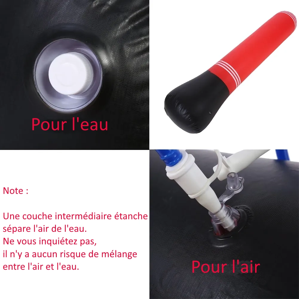 Base du punching ball gonflable montrant les ouvertures pour l'eau et l'air
