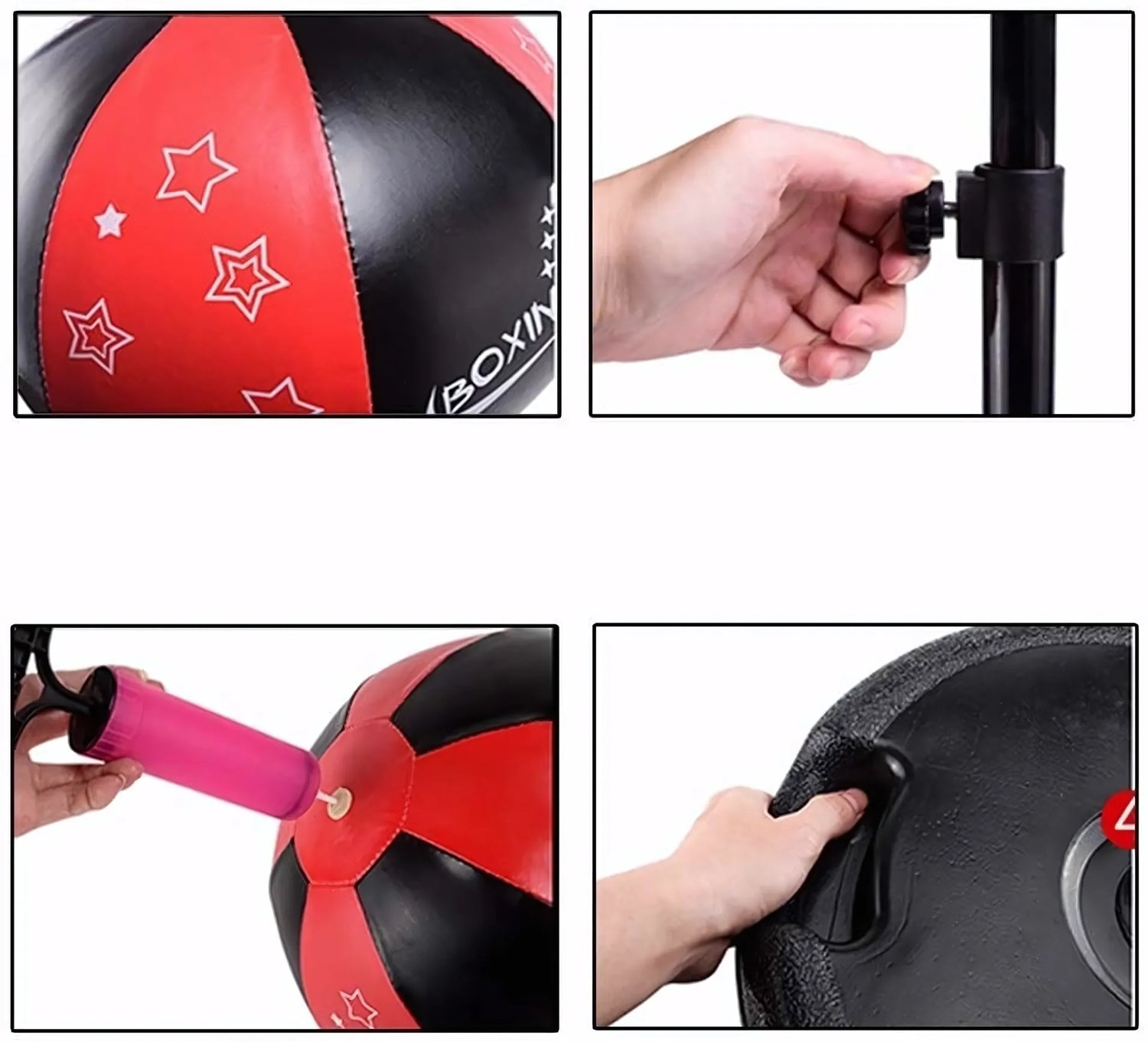 Détails du punching ball sur pied gonflable