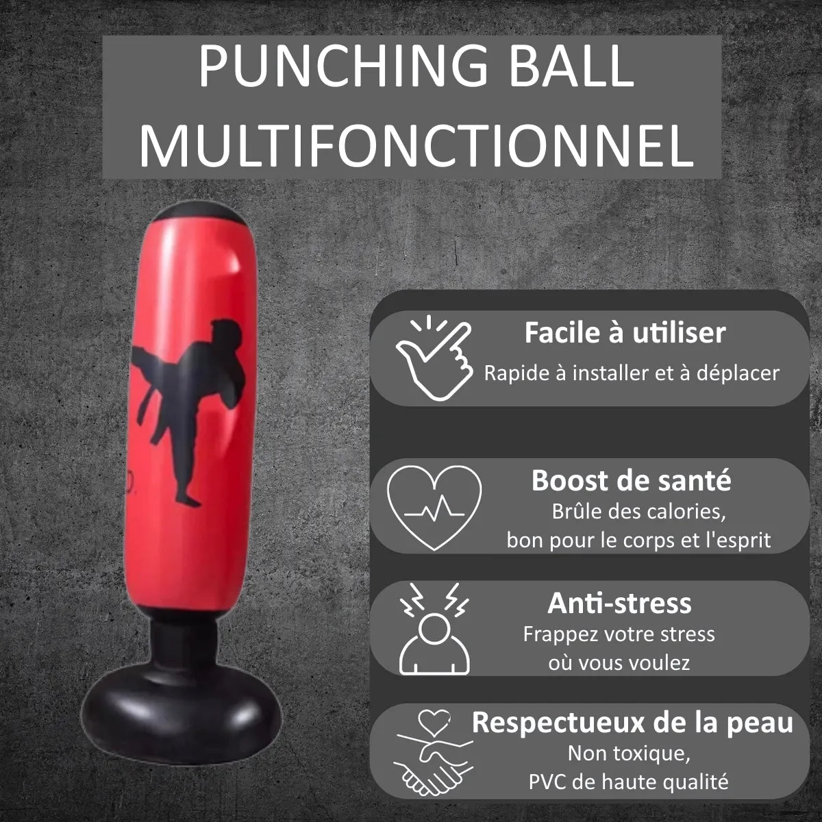 Punching Ball Multifonctionnel avec avantages listés