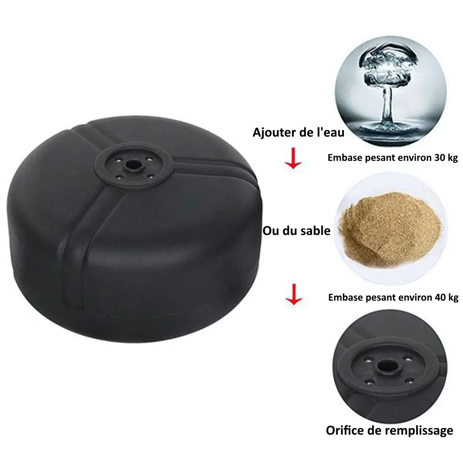 Base du punching ball remplissable avec eau ou sable