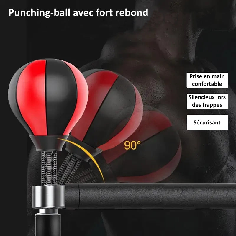 Punching ball avec fort rebond et prise en main confortable.