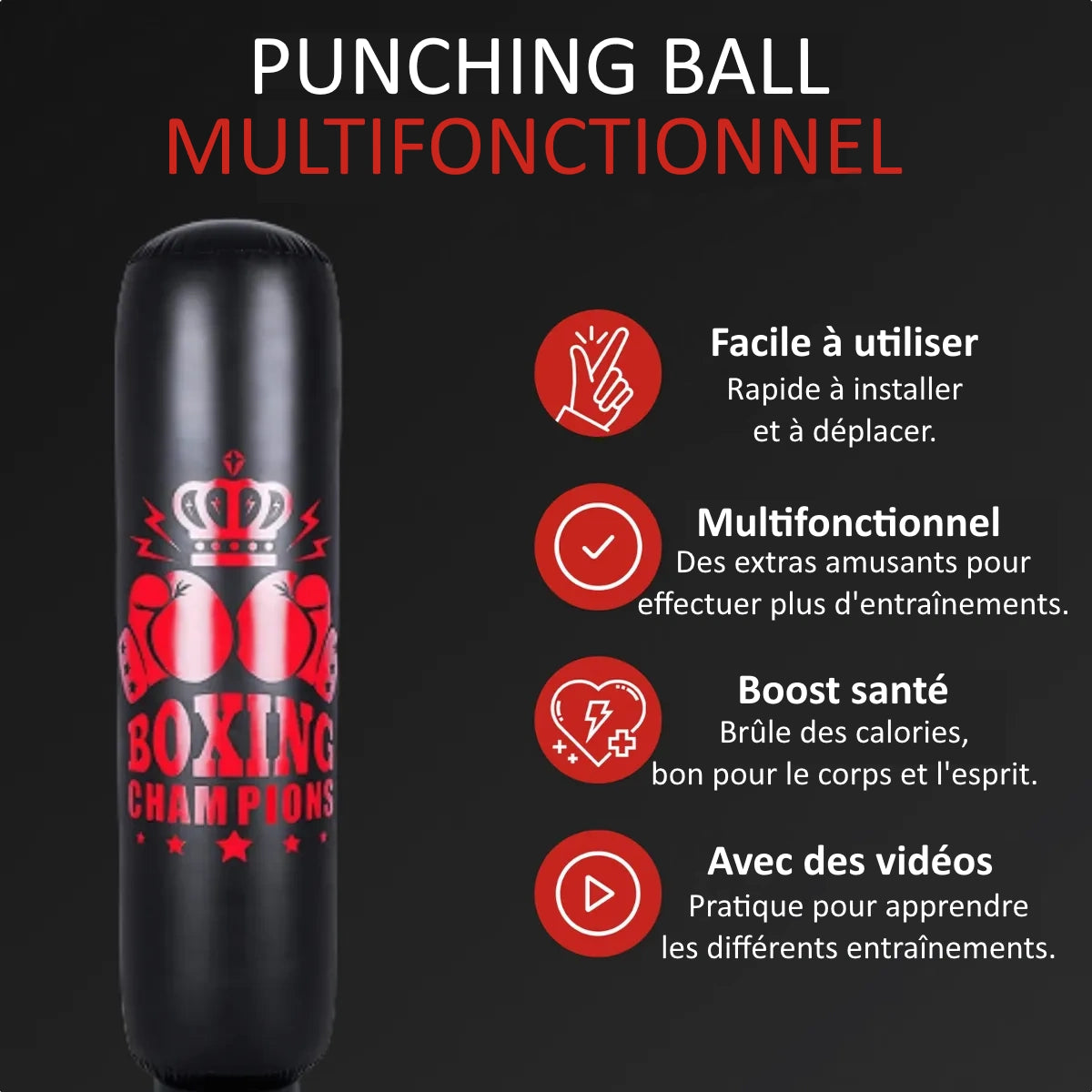 Punching Ball Gonflable Boxing Champions - Multifonctionnel