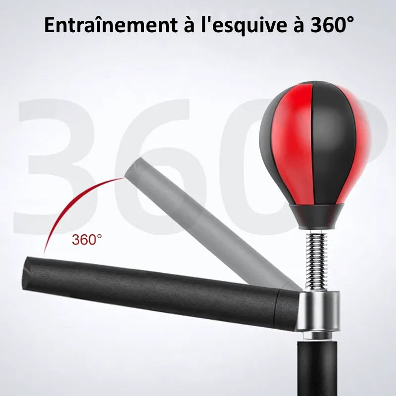 Punching ball sur pied avec entraînement à l'esquive à 360°.