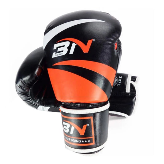 Gants de boxe BN noirs et orange vue de face