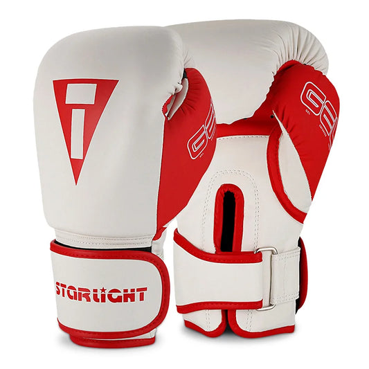 Gants de boxe Starlight rouges et blancs vue de face et arrière