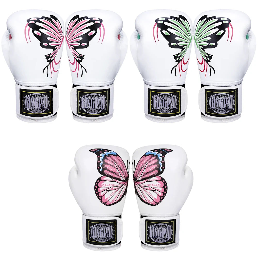 Gamme complète des gants de boxe femme motif papillon.