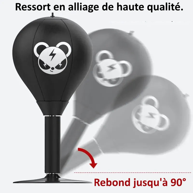Punching-ball pour enfants avec motif de panda en action montrant le rebond.