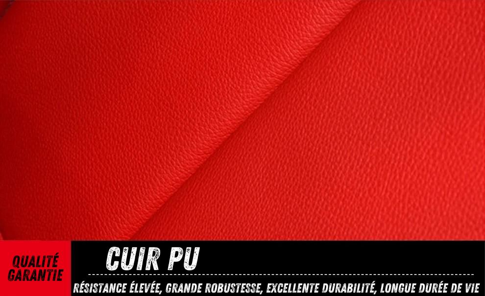 Gros plan sur la texture du cuir PU rouge de la coquille de protection GINGPAI.