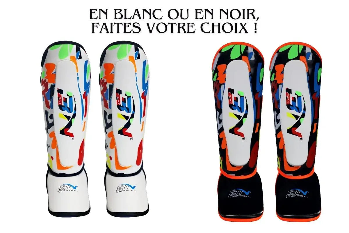 Protège-tibias de boxe pour enfants BN 3-11Y - disponibles en blanc et noir
