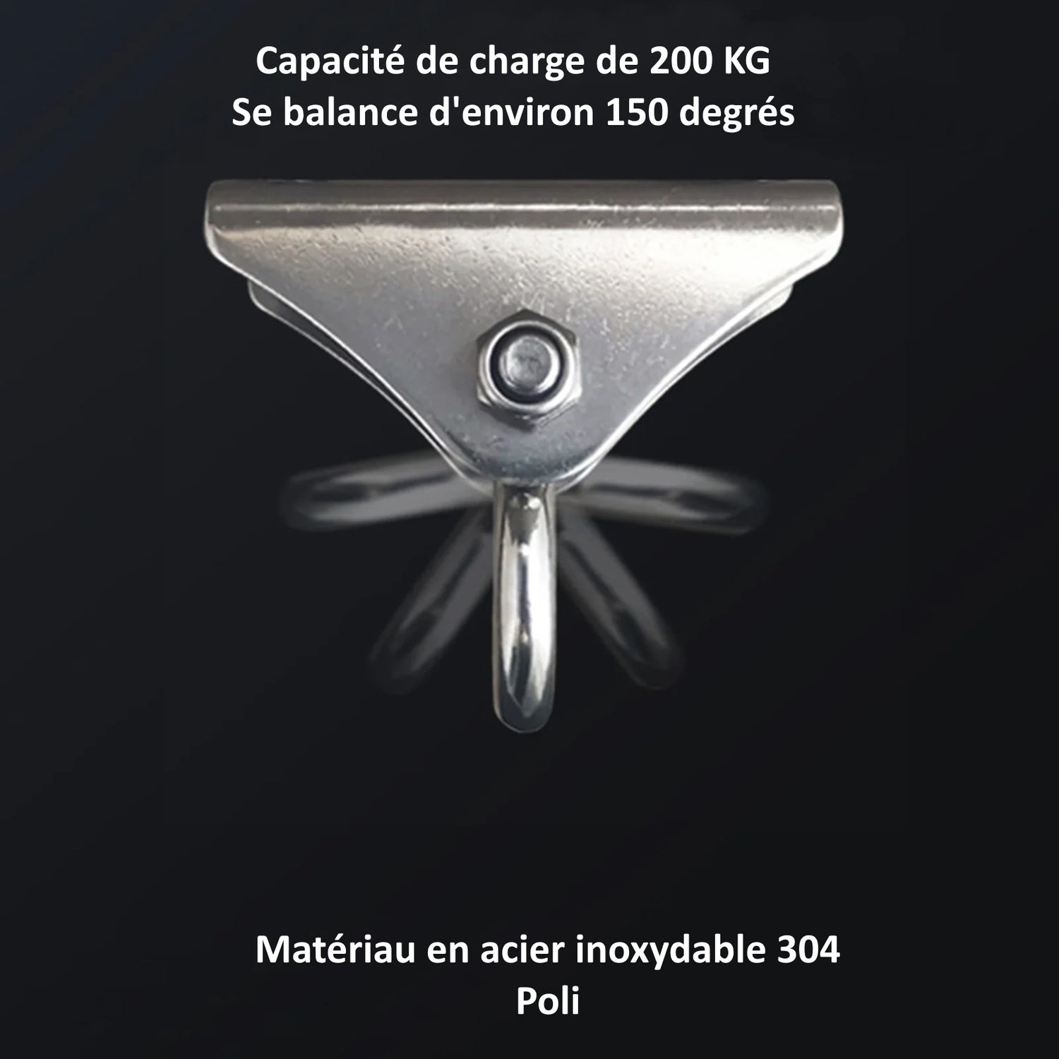 Support de sac de frappe en acier inoxydable 304 poli, capacité de charge de 200 kg, se balance d'environ 150 degrés.