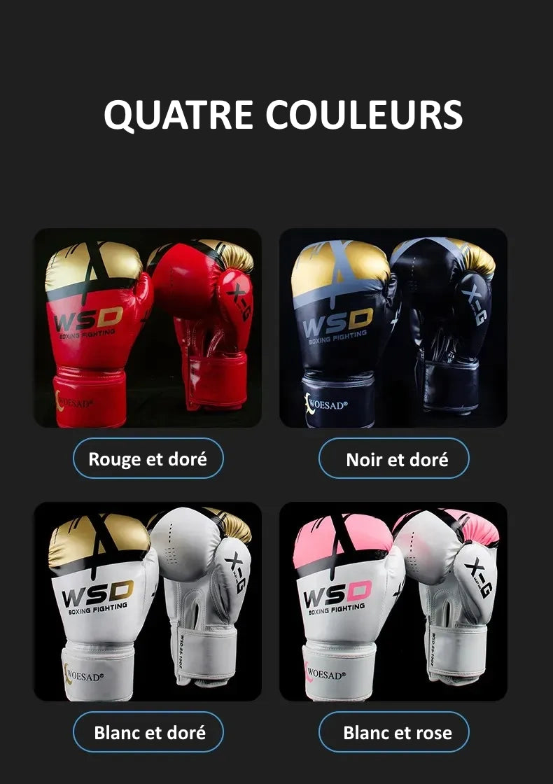 Variantes de couleurs des gants de boxe WSD.