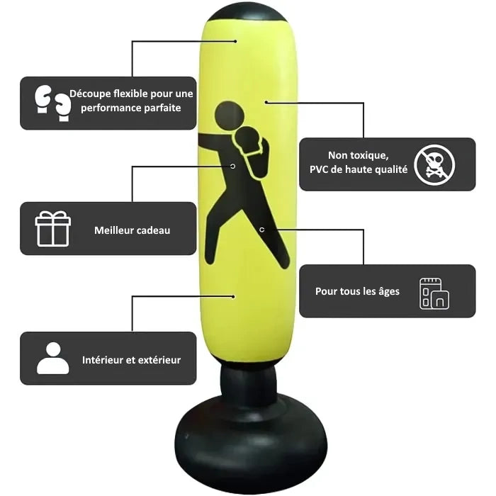 Punching-ball jaune en PVC de haute qualité pour tous les âges