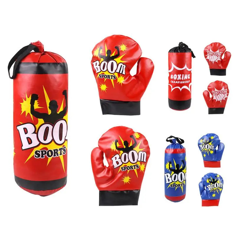 Collection de sacs de frappe pour enfants avec gants Boom Sports et Boxing Championship