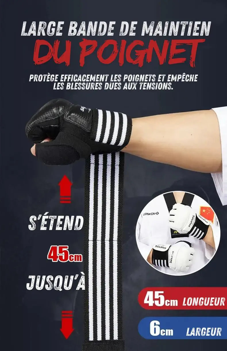Gants de boxe Saikang avec bande de maintien du poignet