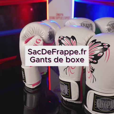 Vidéo de présentation des gants de boxe femme motif papillon.